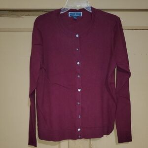 Karen Scott Deep Red Cardigan Sweater